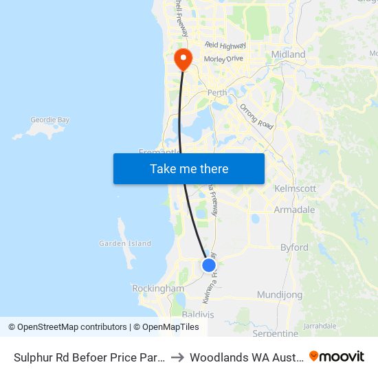 Sulphur Rd Befoer Price Parkway to Woodlands WA Australia map