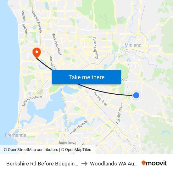 Berkshire Rd Before Bougainvillea Av to Woodlands WA Australia map