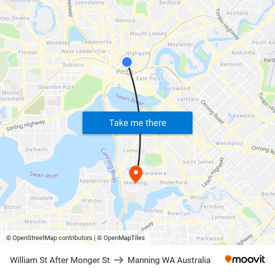 William St After Monger St to Manning WA Australia map