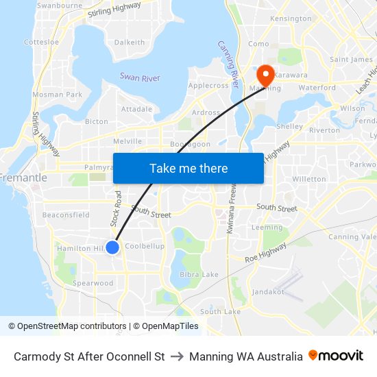 Carmody St After  Oconnell St to Manning WA Australia map