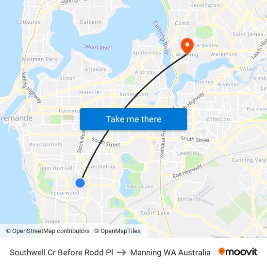 Southwell Cr Before Rodd Pl to Manning WA Australia map