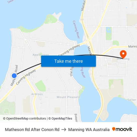 Matheson Rd After Conon Rd to Manning WA Australia map