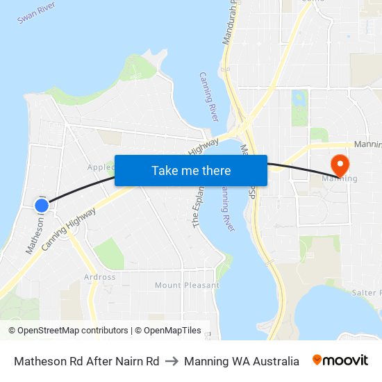 Matheson Rd After Nairn Rd to Manning WA Australia map