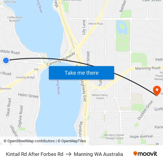 Kintail Rd After Forbes Rd to Manning WA Australia map