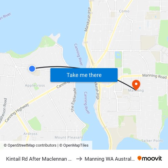 Kintail Rd After Maclennan Rd to Manning WA Australia map