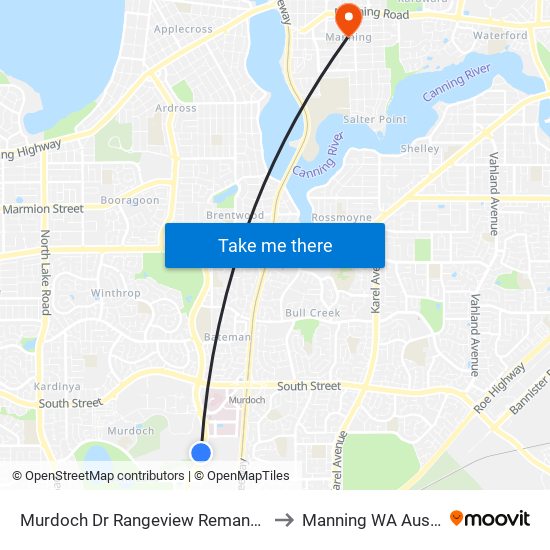 Murdoch Dr Rangeview Remand Centre to Manning WA Australia map