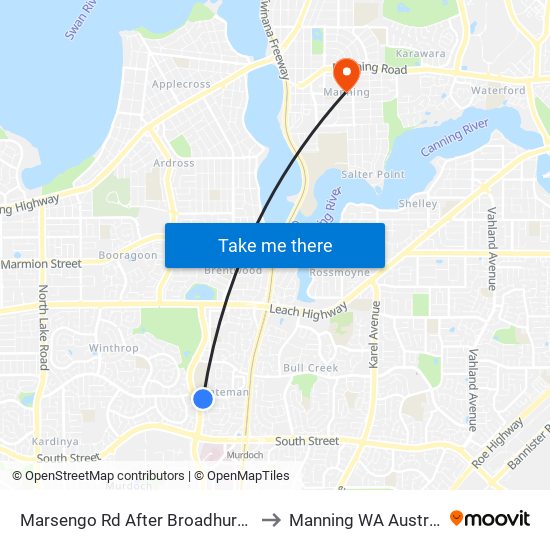 Marsengo Rd After Broadhurst Cr to Manning WA Australia map