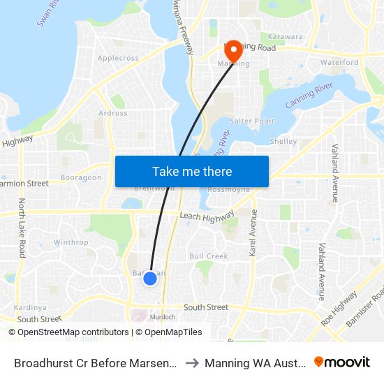 Broadhurst Cr Before Marsengo Rd to Manning WA Australia map