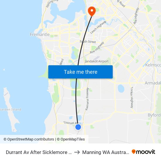 Durrant Av After Sicklemore Rd to Manning WA Australia map