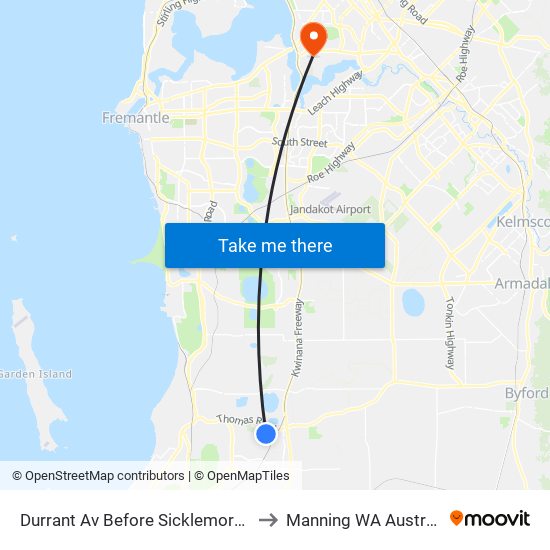 Durrant Av Before Sicklemore Rd to Manning WA Australia map