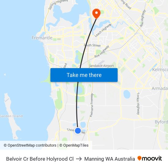 Belvoir Cr Before Holyrood Cl to Manning WA Australia map