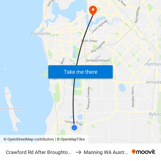 Crawford Rd After Broughton Rd to Manning WA Australia map