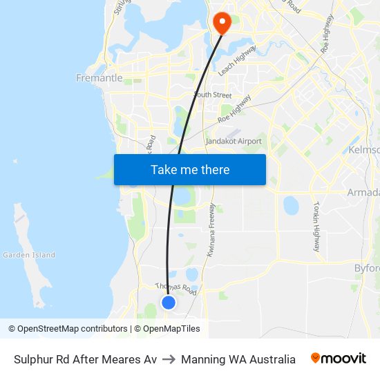 Sulphur Rd After Meares Av to Manning WA Australia map