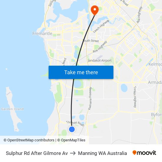 Sulphur Rd After Gilmore Av to Manning WA Australia map