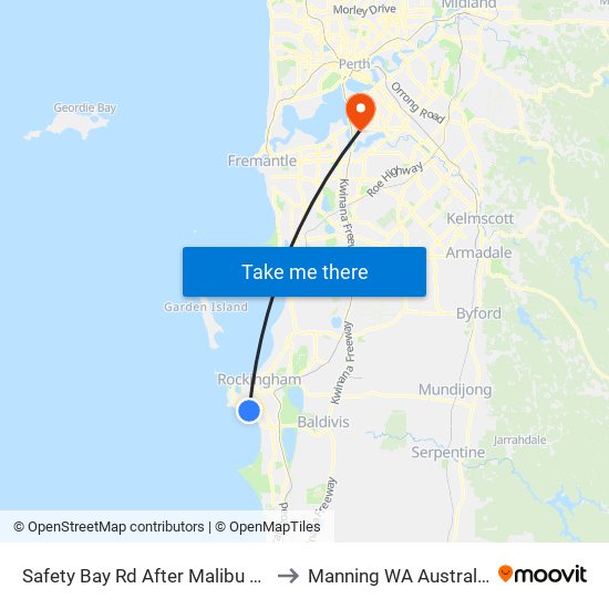 Safety Bay Rd After Malibu Rd to Manning WA Australia map