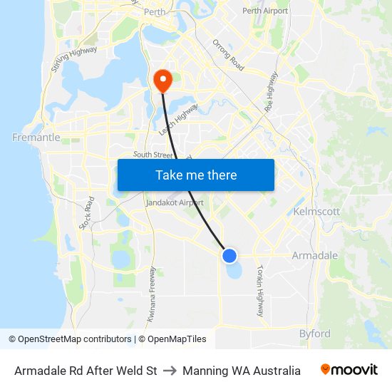 Armadale Rd After Weld St to Manning WA Australia map