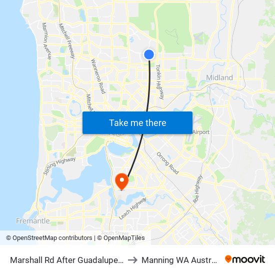 Marshall Rd After Guadalupe Dr to Manning WA Australia map