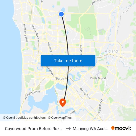 Coverwood Prom Before Rozelle Cr to Manning WA Australia map