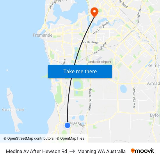 Medina Av After Hewson Rd to Manning WA Australia map