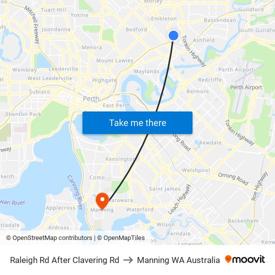 Raleigh Rd After Clavering Rd to Manning WA Australia map