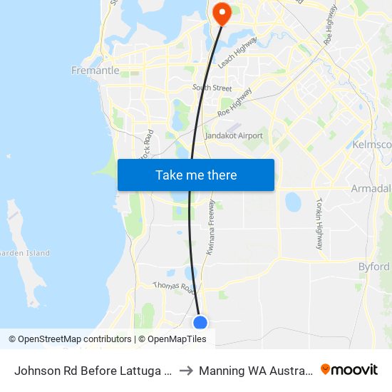 Johnson Rd Before Lattuga Dr to Manning WA Australia map