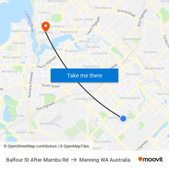 Balfour St After Marnbu Rd to Manning WA Australia map