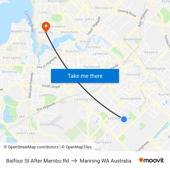 Balfour St After Marnbu Rd to Manning WA Australia map