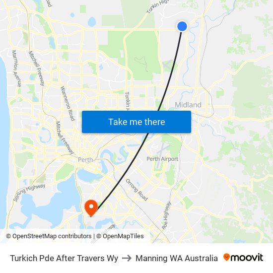 Turkich Pde After Travers Wy to Manning WA Australia map