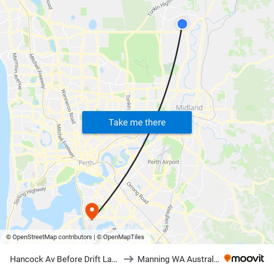 Hancock Av Before Drift Lane to Manning WA Australia map