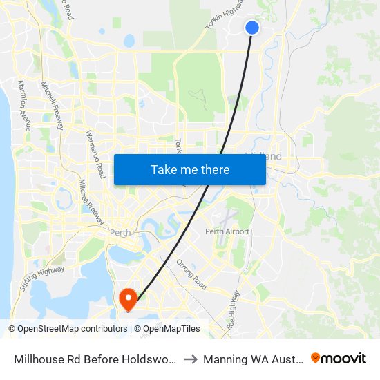 Millhouse Rd Before Holdsworth Av to Manning WA Australia map
