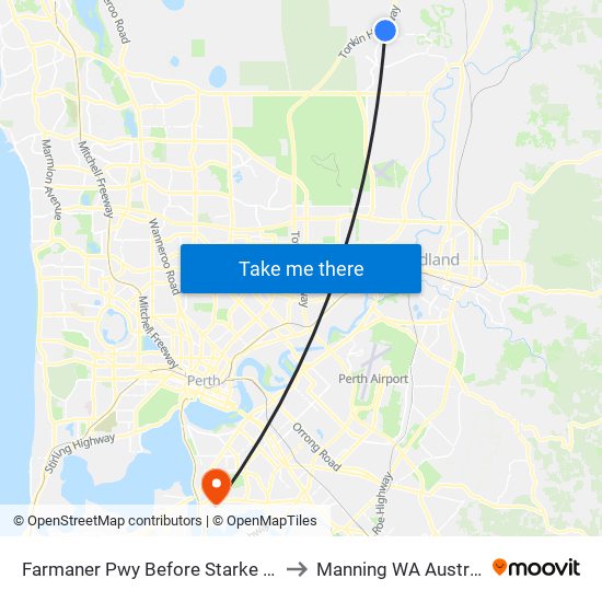 Farmaner Pwy Before Starke Turn to Manning WA Australia map