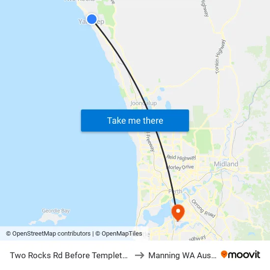 Two Rocks Rd Before Templetonia Bvd to Manning WA Australia map