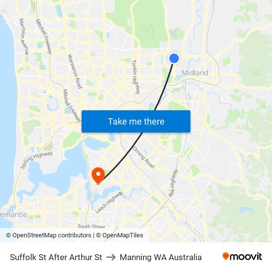 Suffolk St After Arthur St to Manning WA Australia map