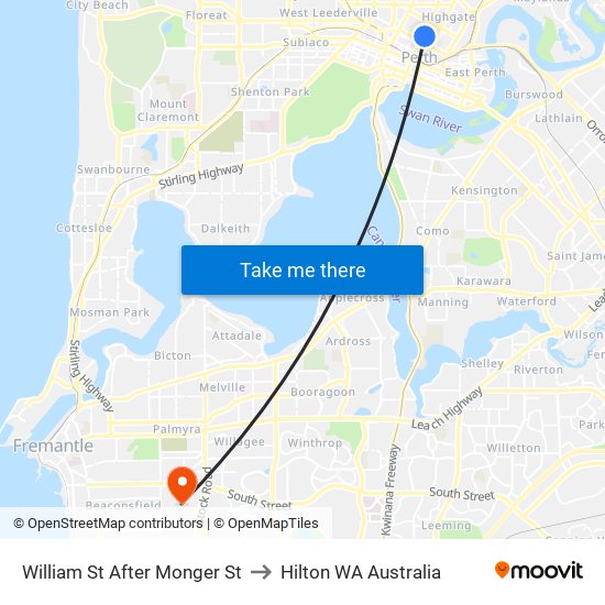 William St After Monger St to Hilton WA Australia map