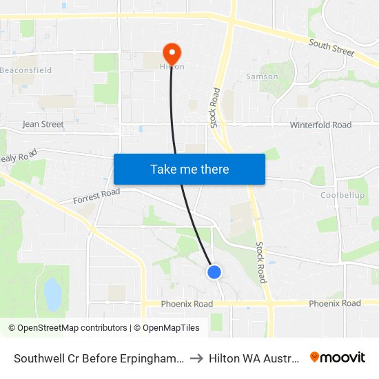 Southwell Cr Before Erpingham Rd to Hilton WA Australia map