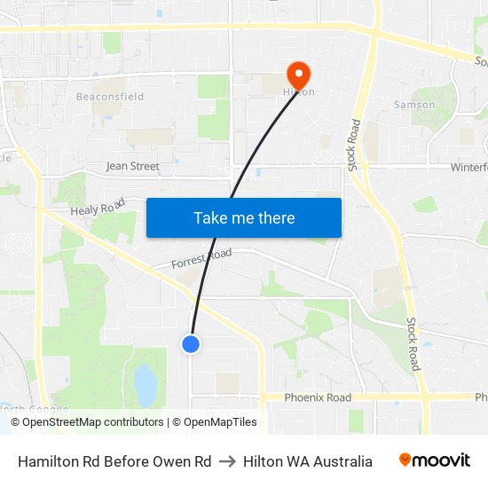 Hamilton Rd Before Owen Rd to Hilton WA Australia map