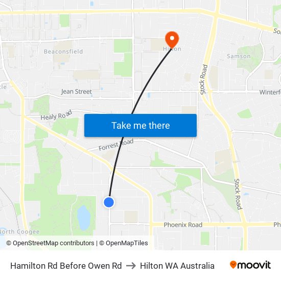 Hamilton Rd Before Owen Rd to Hilton WA Australia map