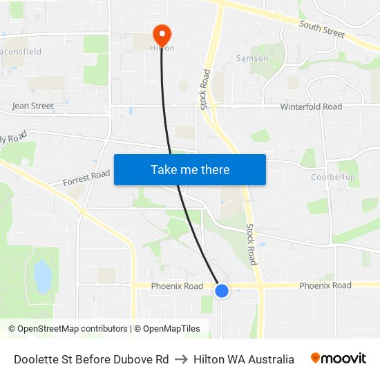 Doolette St Before Dubove Rd to Hilton WA Australia map