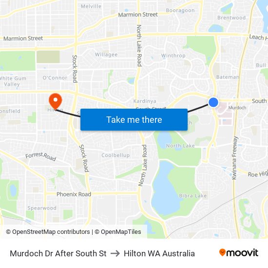Murdoch Dr After South St to Hilton WA Australia map