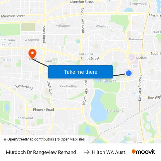 Murdoch Dr Rangeview Remand Centre to Hilton WA Australia map