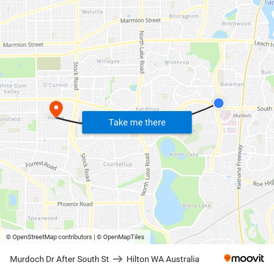 Murdoch Dr After South St to Hilton WA Australia map