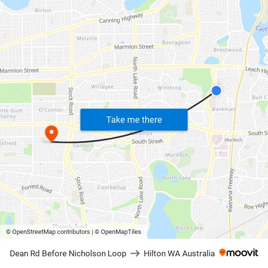 Dean Rd Before Nicholson Loop to Hilton WA Australia map