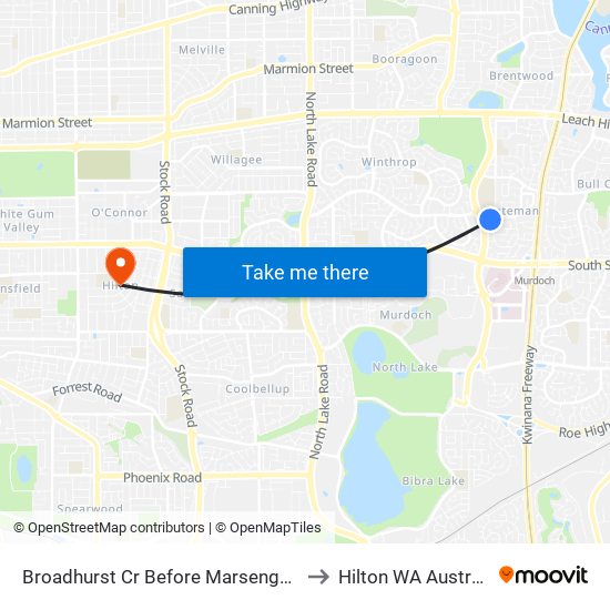 Broadhurst Cr Before Marsengo Rd to Hilton WA Australia map