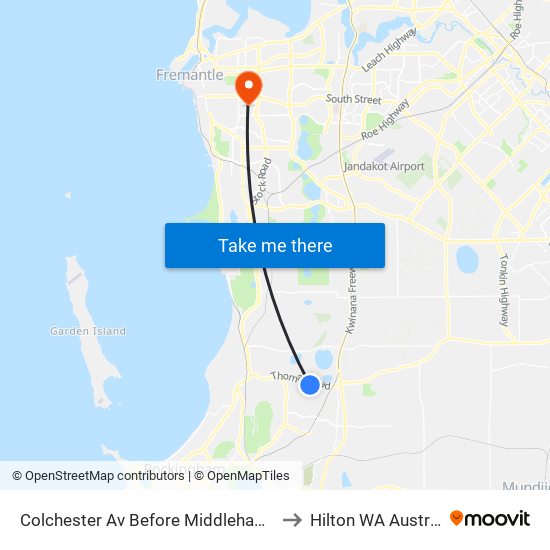 Colchester Av Before Middleham Bvd to Hilton WA Australia map