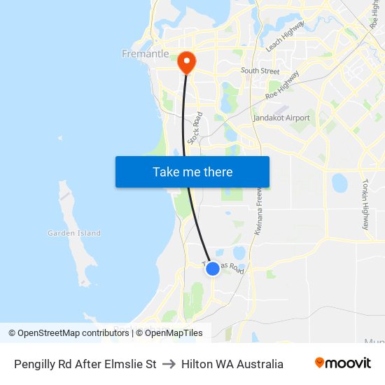 Pengilly Rd After Elmslie St to Hilton WA Australia map