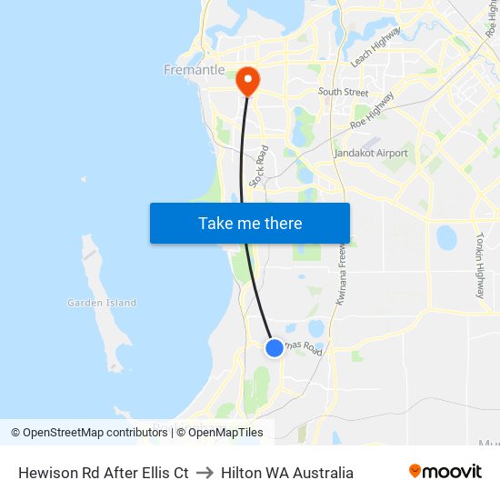 Hewison Rd After Ellis Ct to Hilton WA Australia map