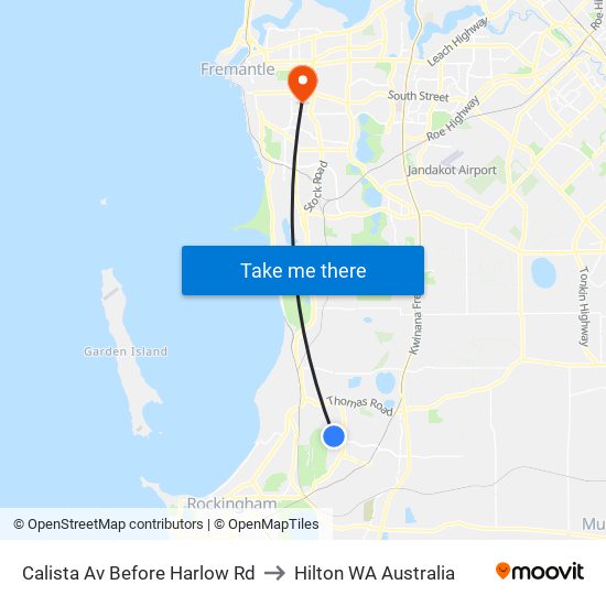 Calista Av Before Harlow Rd to Hilton WA Australia map