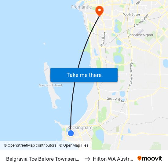 Belgravia Tce Before Townsend Rd to Hilton WA Australia map