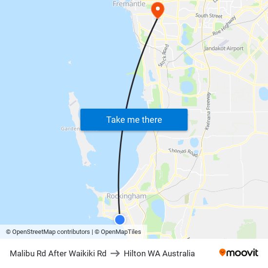 Malibu Rd After Waikiki Rd to Hilton WA Australia map