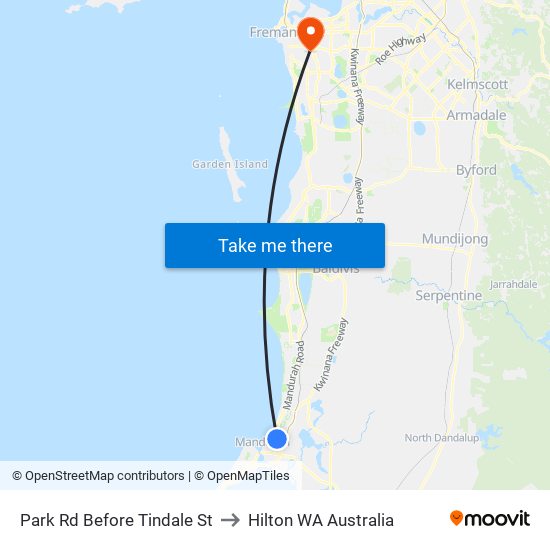 Park Rd Before Tindale St to Hilton WA Australia map
